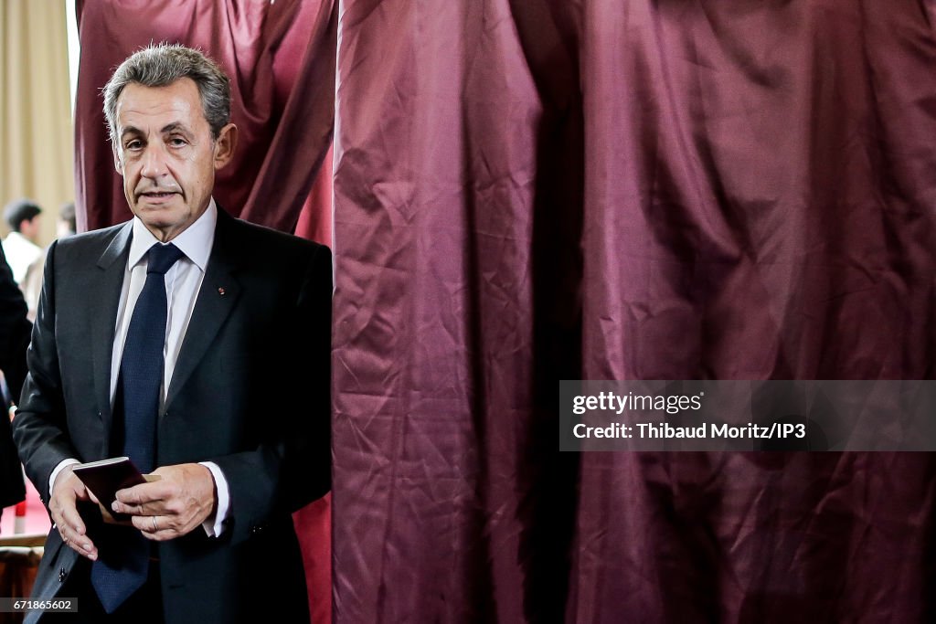 Former French President Nicolas Sarkozy Votes In Paris