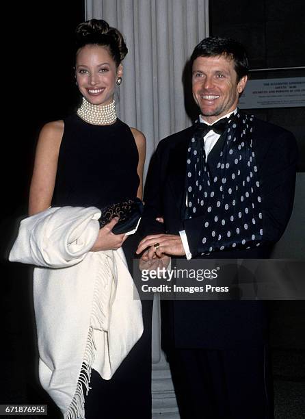 Christy Turlington and Roger Wilson attend the 1992 Metropolitan Museum of Art's Costume Institute Gala circa 1992 in New York City.