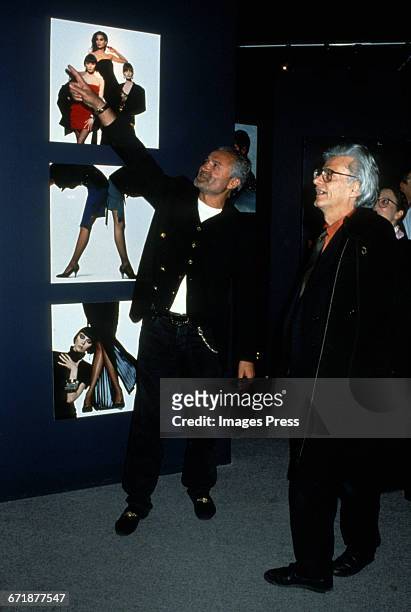 Gianni Versace and Richard Avedon attend the Rock N' Rule Benefit Gala for AmFar hosted by Versace circa 1992 in New York City.