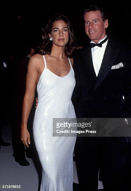 Kelly Klein and Calvin Klein attend Truman Capote's Black & White Ball Recreation hosted by Princess Yasmin Aga Khan at Tavern on the Green circa...