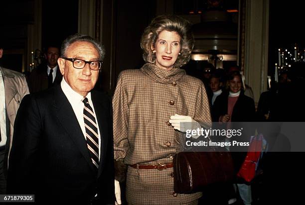 Henry Kissinger and wife Nancy Kissinger circa 1988 in New York City.