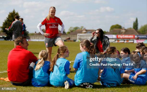 Beth Mead during Arsenal Ladies Family Festival and Open Training Session at Meadow Park on April 23, 2017 in Borehamwood, England.