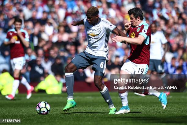 Paul Pogba of Manchester United and Joey Barton of Burnley during the Premier League match between Burnley and Manchester United at Turf Moor on...