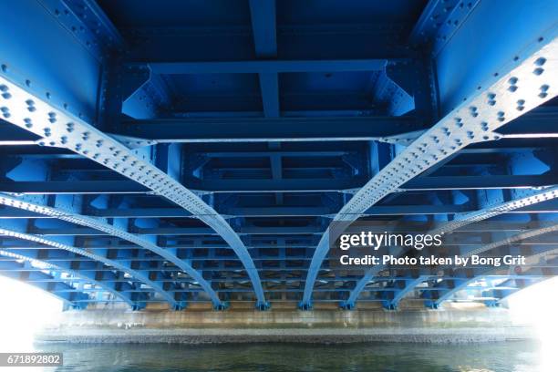 blue bridge - 散歩道 stock-fotos und bilder