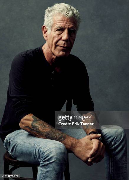 Anthony Bourdain from 'WASTED! The Story of Food Waste' poses at the 2017 Tribeca Film Festival portrait studio on April 21, 2017 in New York City.