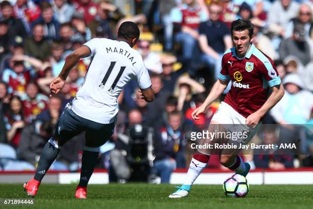 Joey Barton of Burnley during the Premier League match between Burnley and Manchester United at Turf Moor on April 23, 2017 in Burnley, England.