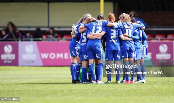 Birmingham City team huddle during the match between Birmingham City and Sunderland Ladies in The WSL Spring Series at The Automated Technology Group...