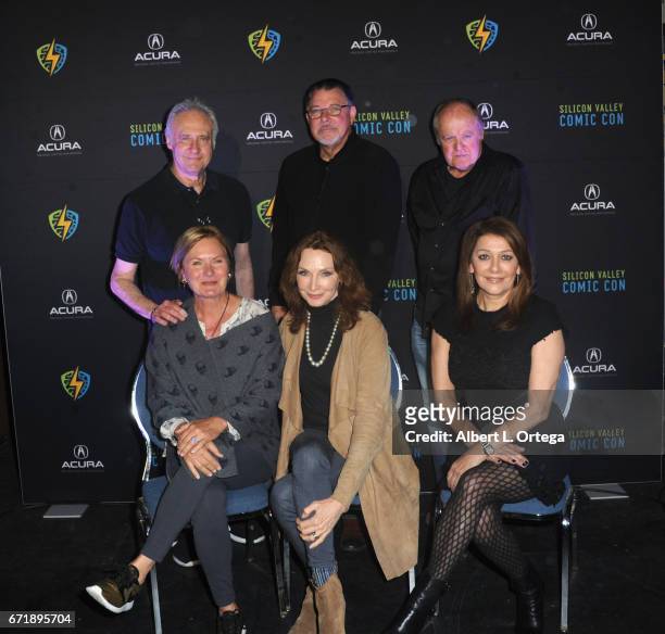 Cast members Brent Spiner, Jonathan Frakes, Robert O'Reilly, Denise Crosby, Gates McFadden and Marina Sirtis from the 'Star Trek: The Next...