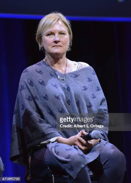 Actress Denise Crosby on the 'Star Trek: The Next Generation' panel on day 2 of Silicon Valley Comic Con 2017 held at San Jose Convention Center on...