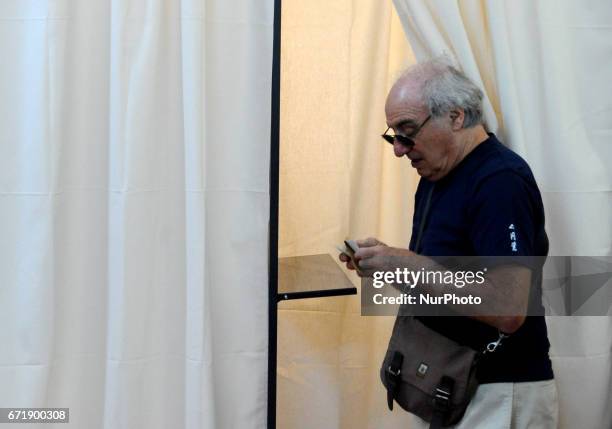 French people cast their vote in La Marsa near Tunis, Tunisia, on April 23, 2017. France presidential elections first round, followed by second round...