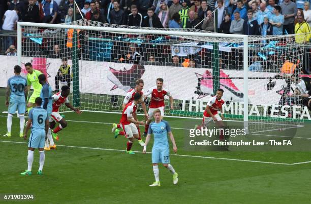 Alexis Sanchez of Arsenal celebrates scoring his side's second goal during the Emirates FA Cup Semi-Final match between Arsenal and Manchester City...