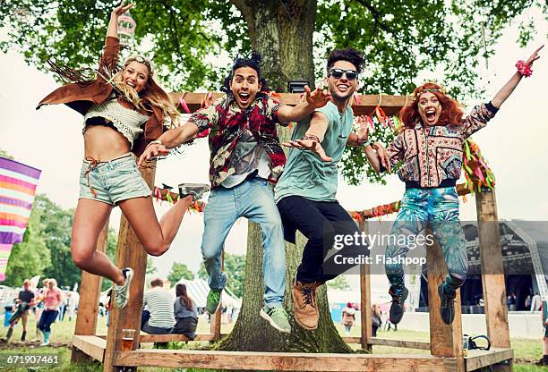 group of friends having fun at a music festival - indian music 個照片及圖片檔