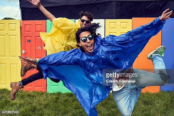 Group of friends having fun at a music festival