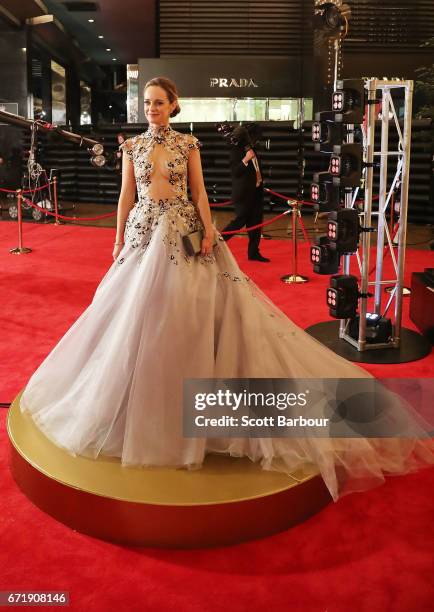 Penny McNamee arrives at the 59th Annual Logie Awards at Crown Palladium on April 23, 2017 in Melbourne, Australia.