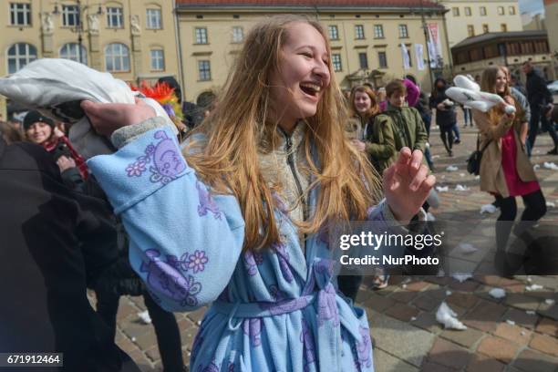 The third charity international pillows fight in Krakow. This year's goal is to collect funds and gifts for pets in the charge of the Krakow Society...