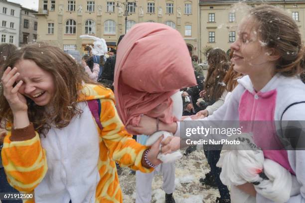 The third charity international pillows fight in Krakow. This year's goal is to collect funds and gifts for pets in the charge of the Krakow Society...