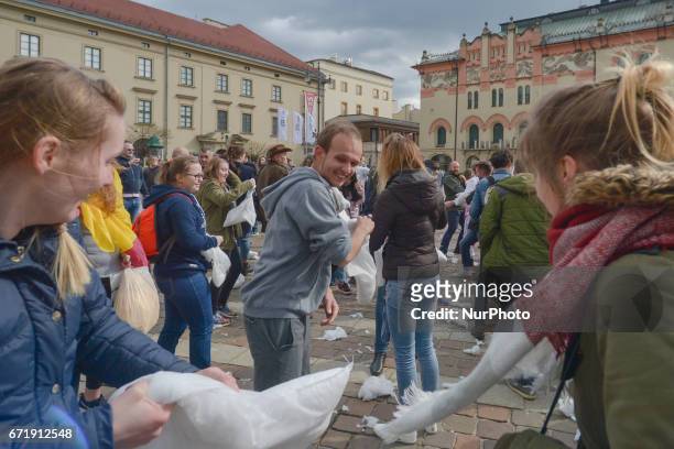 The third charity international pillows fight in Krakow. This year's goal is to collect funds and gifts for pets in the charge of the Krakow Society...