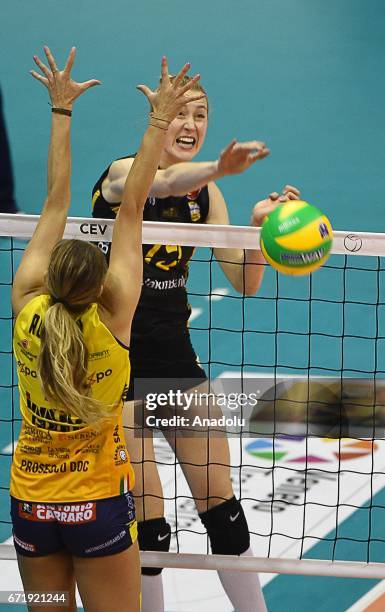 Kimberly Hill of VakifBank Istanbul in action during the Volleyball European Champions League Women Final Four, Match for 1st and 2nd place between...