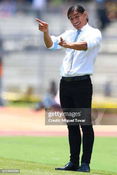 Francisco Palencia of Pumas gestures during the 15th round match between Pumas UNAM and Veracruz as part of the Torneo Clausura 2017 Liga MX at...