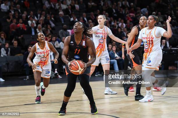 Clarissa Dos Santos of Bourges during the women's Final of the French Cup between Charleville Mezieres and Bourges Basket at AccorHotels Arena on...