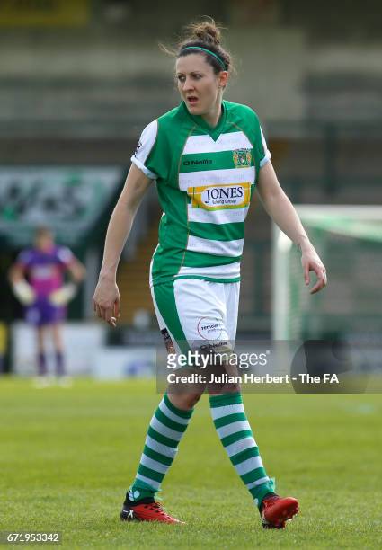 Nicola Cousins of Yeovil Town Ladies in action during the WSL Spring Series Match between Yeovil Town Ladies and Liverpool Ladies at Huish Park on...