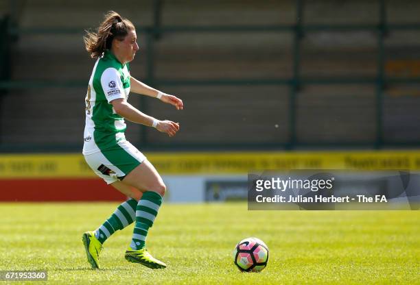Lucy Quinn of Yeovil Town Ladies in action during the WSL Spring Series Match between Yeovil Town Ladies and Liverpool Ladies at Huish Park on April...