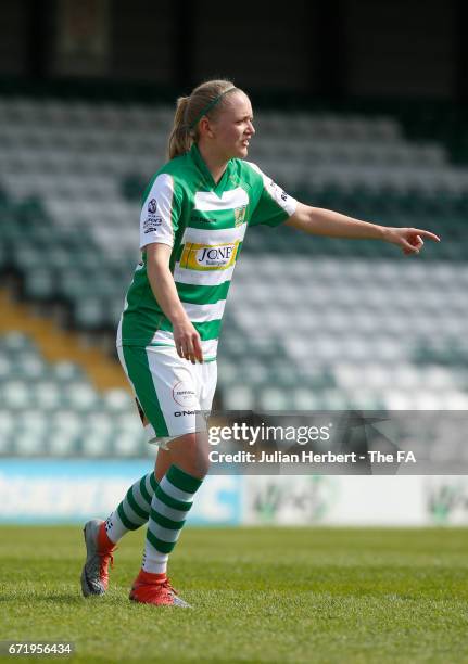 Helen Bleazard of Yeovil Town Ladies in action during the WSL Spring Series Match between Yeovil Town Ladies and Liverpool Ladies at Huish Park on...