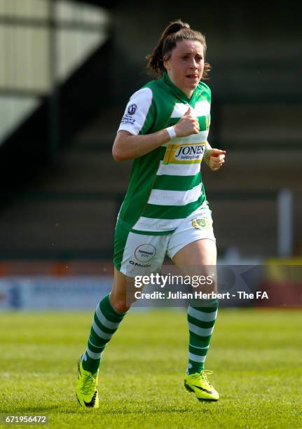 Lucy Quinn of Yeovil Town Ladies in action during the WSL Spring Series Match between Yeovil Town Ladies and Liverpool Ladies at Huish Park on April...