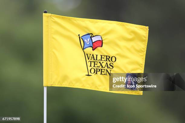 PThe flag on the 16th hole blows in the wind during the 3rd round of The Valero Texas Open on April 22, 2017 at TPC San Antonio in San Antonio, TX.