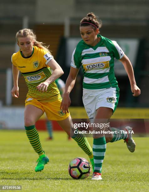 Nia Jones of Yeovil Town Ladies in action during the WSL Spring Series Match between Yeovil Town Ladies and Liverpool Ladies at Huish Park on April...