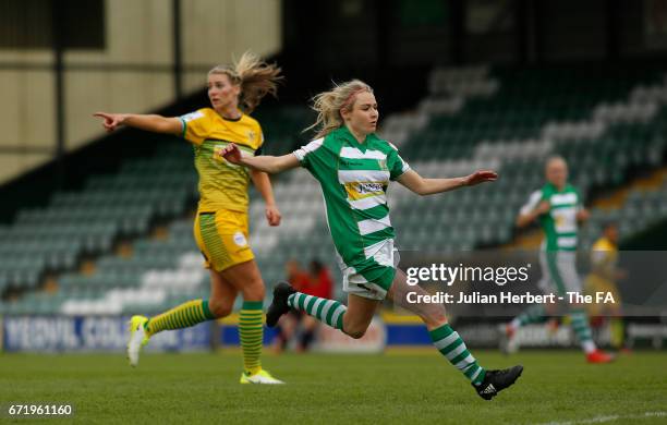 Sarah Wiltshire of Yeovil Town Ladies in action during the WSL Spring Series Match between Yeovil Town Ladies and Liverpool Ladies at Huish Park on...