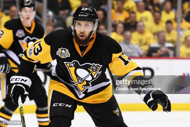 Pittsburgh Penguins Center Nick Bonino skates during the third period. The Pittsburgh Penguins won 5-2 in Game Five of the Eastern Conference First...