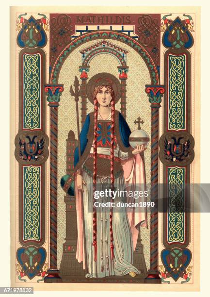 saint matilda von ringelheim - heiliger stock-grafiken, -clipart, -cartoons und -symbole
