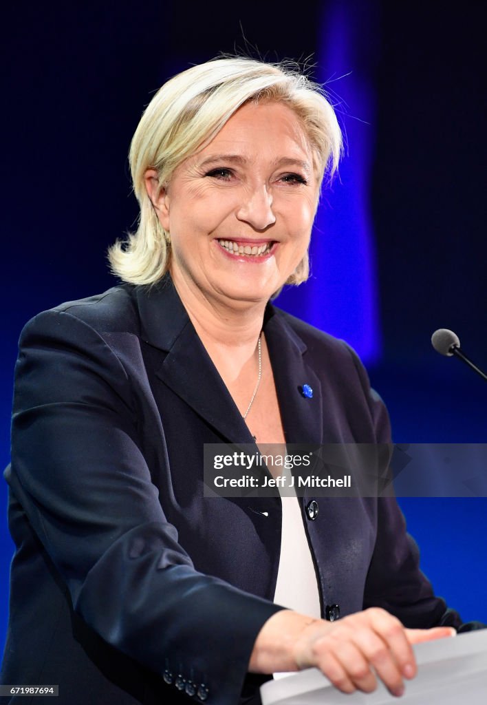 Presidential Candidate Marine Le Pen Spends Election Day In Northern Strong Hold