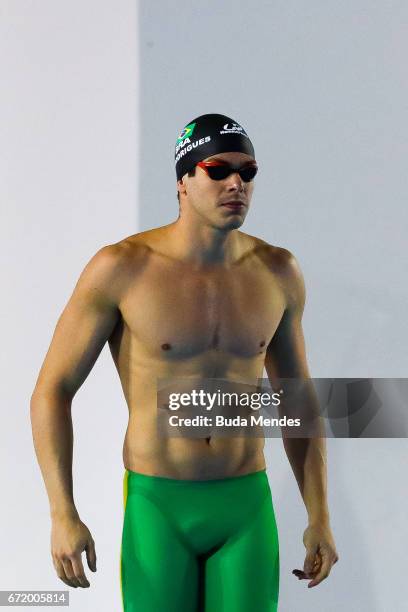 Phelipe Andrews Rodrigues of Brazil prepares before the Men's 100m Freestyle Final A on day 03 of the 2017 Loterias Caixa Swimming Open Championship...