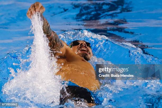 Talisson Henrique Glock of Brazil competes in the Men's 200m Medley on day 03 of the 2017 Loterias Caixa Swimming Open Championship - Day 3 at...