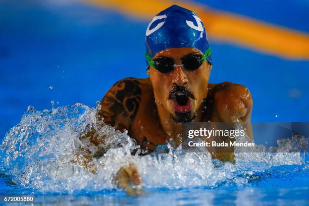 Talisson Henrique Glock of Brazil competes in the Men's 200m Medley on day 03 of the 2017 Loterias Caixa Swimming Open Championship - Day 3 at...