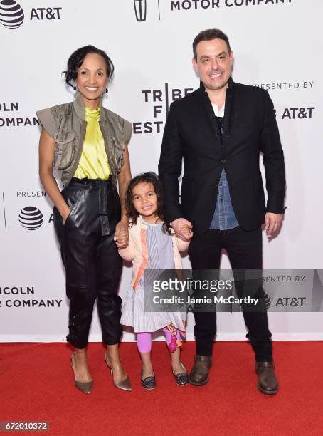 Yrthya Dinzey-Flores, Amara Lorien D'Ambrosio, and Antonino D'Ambrosio attend the 'Frank Serpico' Premiere during the 2017 Tribeca Film Festival at...