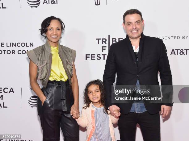 Yrthya Dinzey-Flores, Amara Lorien D'Ambrosio, and Antonino D'Ambrosio attend the 'Frank Serpico' Premiere during the 2017 Tribeca Film Festival at...