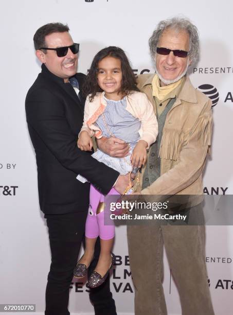 Antonino D'Ambrosio, Amara Lorien D'Ambrosio, and Frank Serpico attend the 'Frank Serpico' Premiere during the 2017 Tribeca Film Festival at...