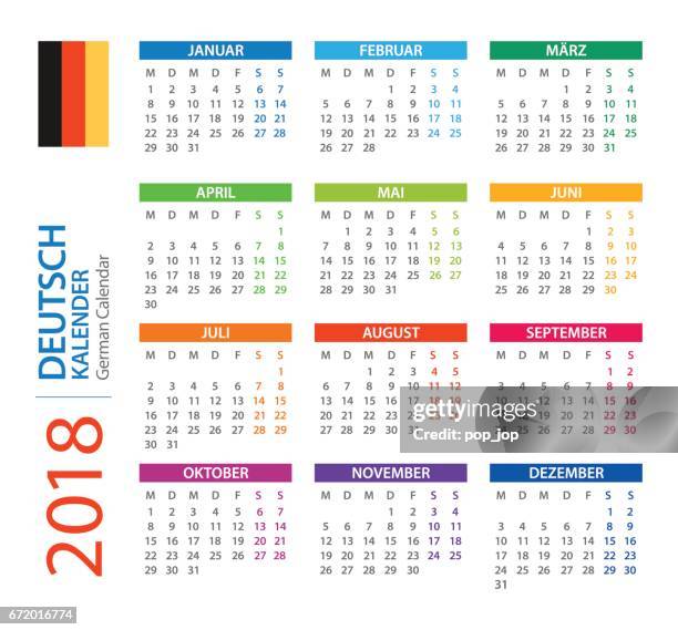 calendar 2018 square - german version - july 2018 calendar stock illustrations