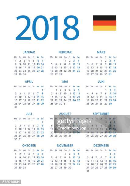 Calendar 2018 Simple English European International Version High