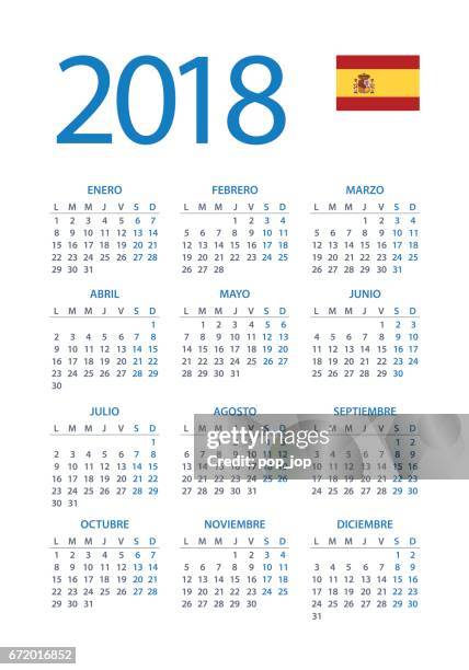 Calendar 2018 Simple English European International Version High