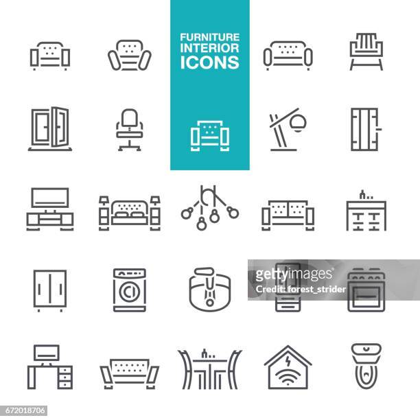furniture and interior features line  icons - bookstand stock illustrations