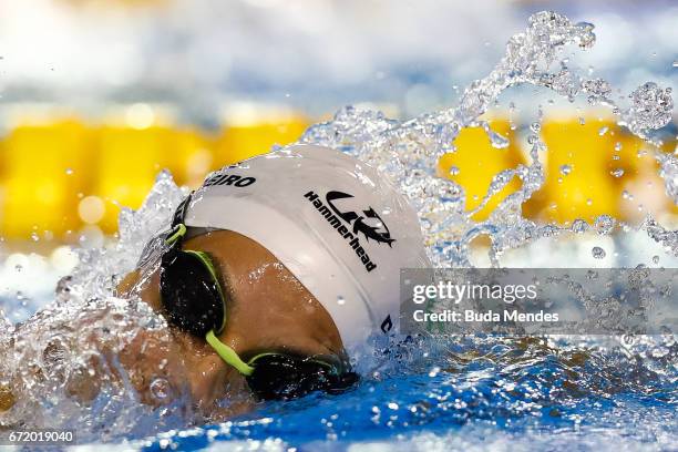 Debora Borges Carneiro of Brazil competes in the Women's 200m Freestyle on day 03 of the 2017 Loterias Caixa Swimming Open Championship - Day 3 at...