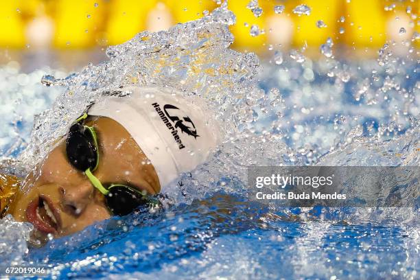 Debora Borges Carneiro of Brazil competes in the Women's 200m Freestyle on day 03 of the 2017 Loterias Caixa Swimming Open Championship - Day 3 at...