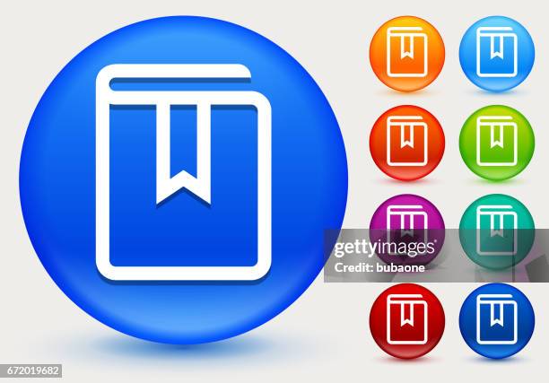 bookmark icon on shiny color circle buttons - school closed stock illustrations
