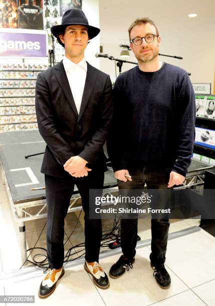 Paul Smith and Duncan Lloyd of Maximo Park perform live, meet fans and sign copies of their new album 'Risk to Exist' on April 23, 2017 in...