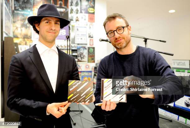 Paul Smith and Duncan Lloyd of Maximo Park perform live, meet fans and sign copies of their new album 'Risk to Exist' on April 23, 2017 in...