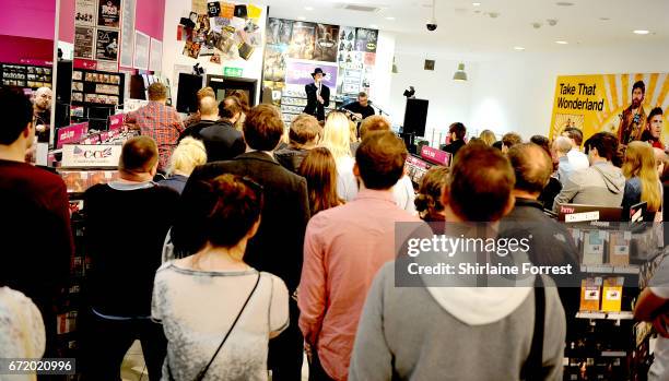 Paul Smith and Duncan Lloyd of Maximo Park perform live, meet fans and sign copies of their new album 'Risk to Exist' on April 23, 2017 in...